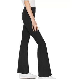 FRAME The Jetset High Rise Flare Jeans Sheen Noir Pull On Black Stretch Size 1